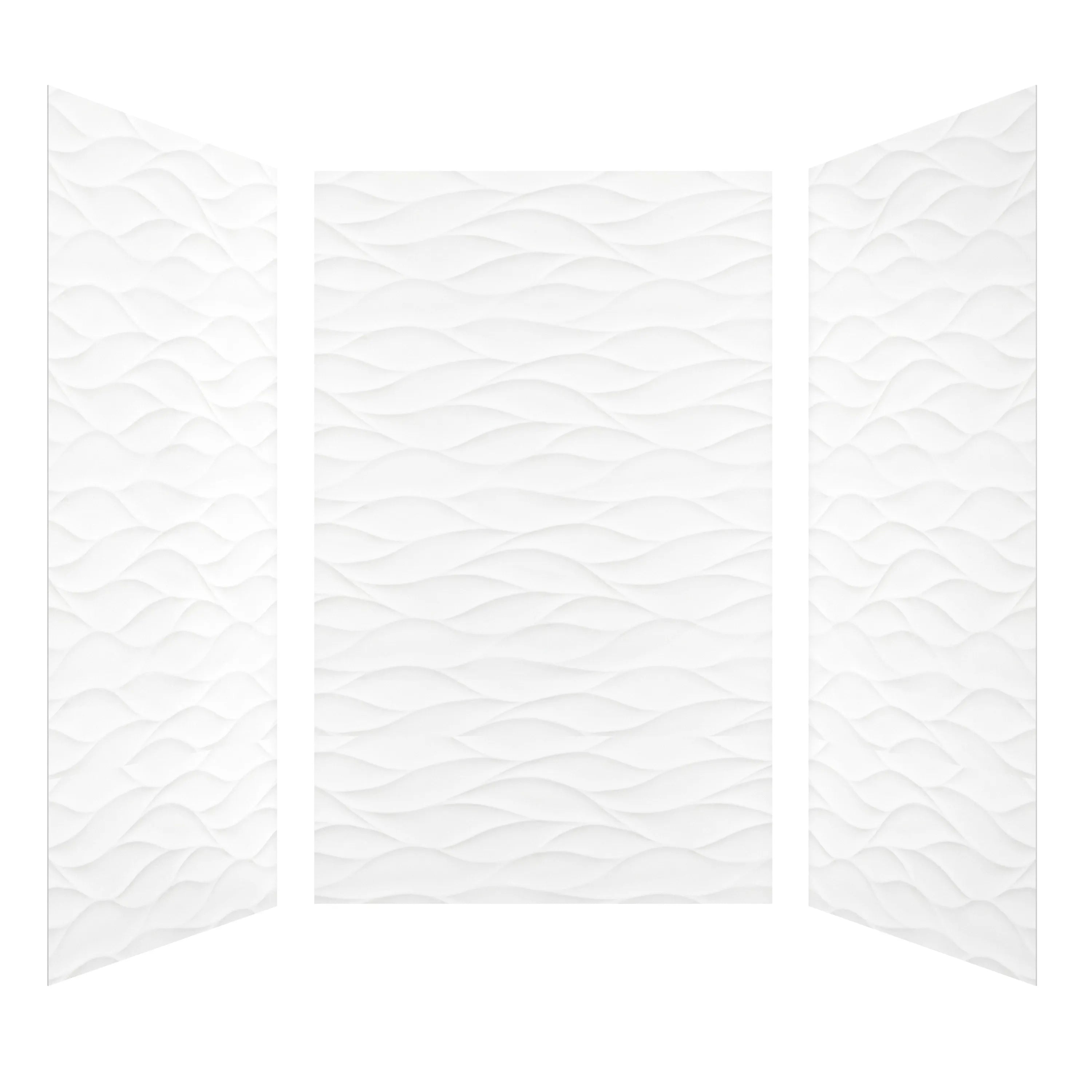 60"x36"x96" White SMC Shower Wall Panel Kit with Wave Texture, Waterproof Grout-Free Design