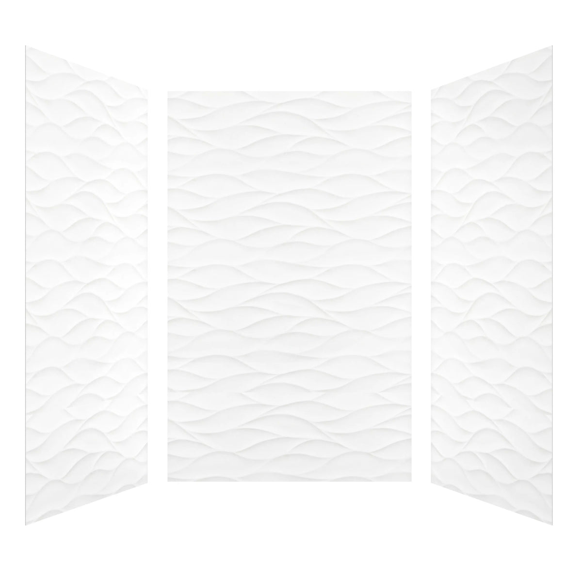 60"x36"x96" White SMC Shower Wall Panel Kit with Wave Texture, Waterproof Grout-Free Design
