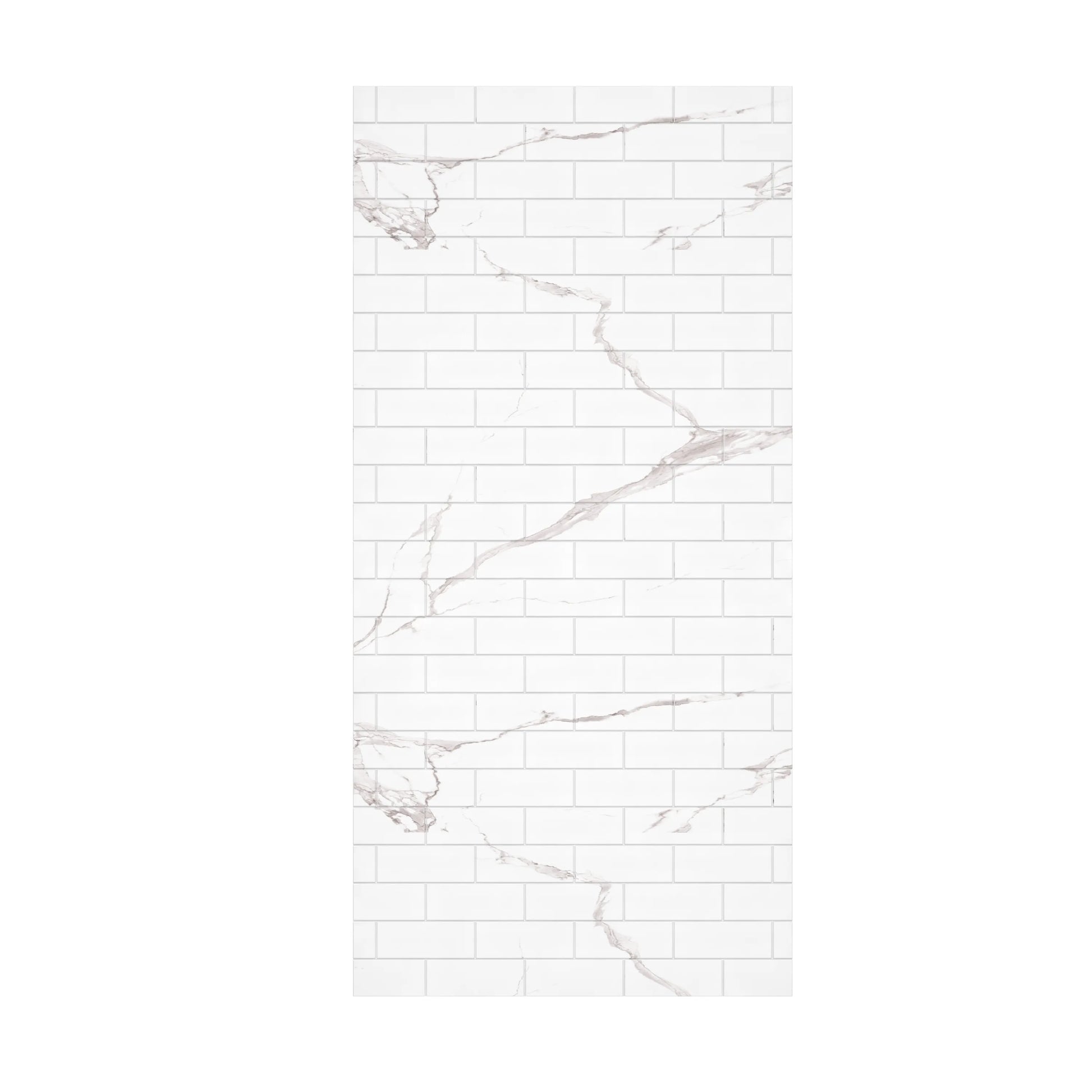 60" x 36" x 75"/96" 2-Size Matte White SMC Subway Tile Shower Wall Panels with Marble-Look Veining