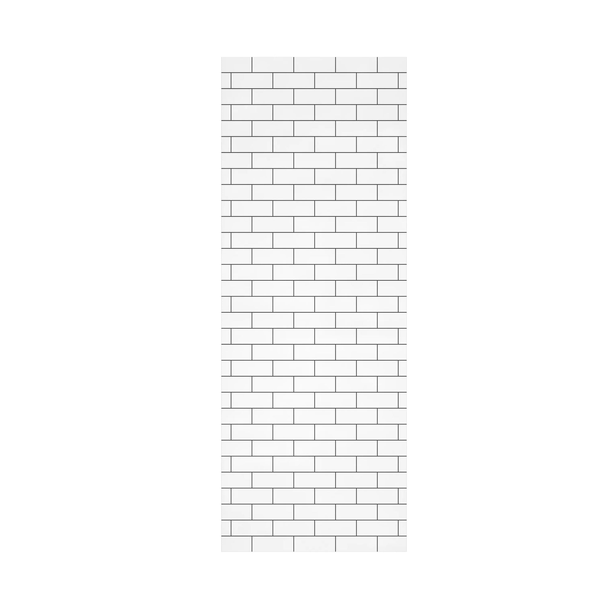 60" x 36" x 96" Matte White SMC Subway Tile Shower Wall Panels with Black Grout-Line Design
