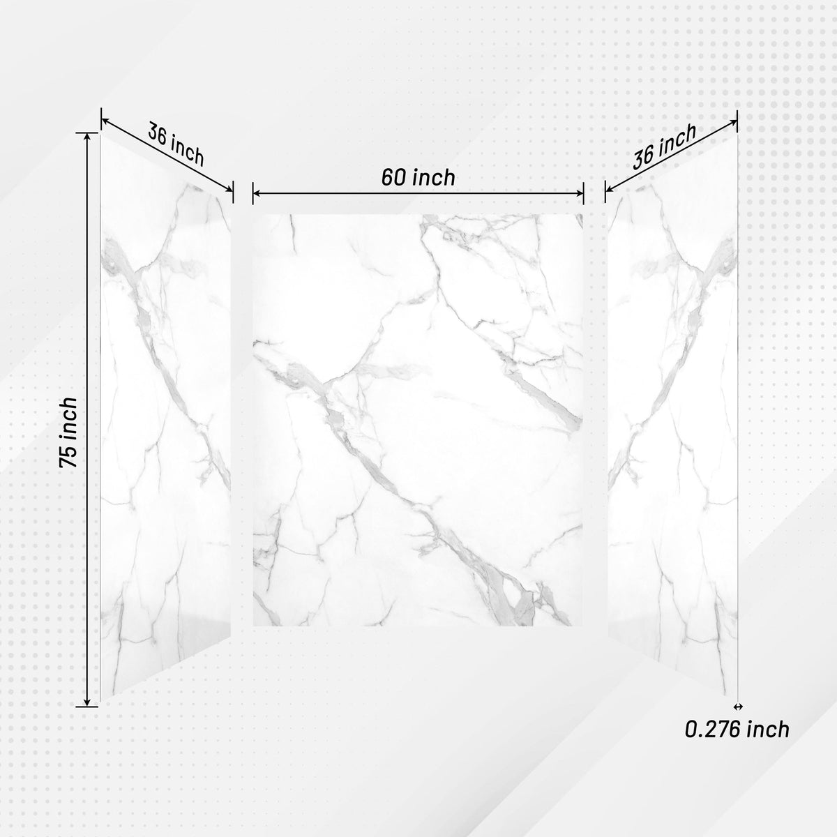 4-Piece Solid Surface Shower Wall Panels with Carrara White Marble Pattern