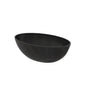 67" Matte Black Oval Solid Surface Freestanding Bathtub with Overflow and Central Drain