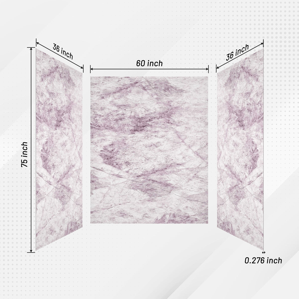 4-Piece Solid Surface Shower Wall Panels with Lavender Marble Pattern