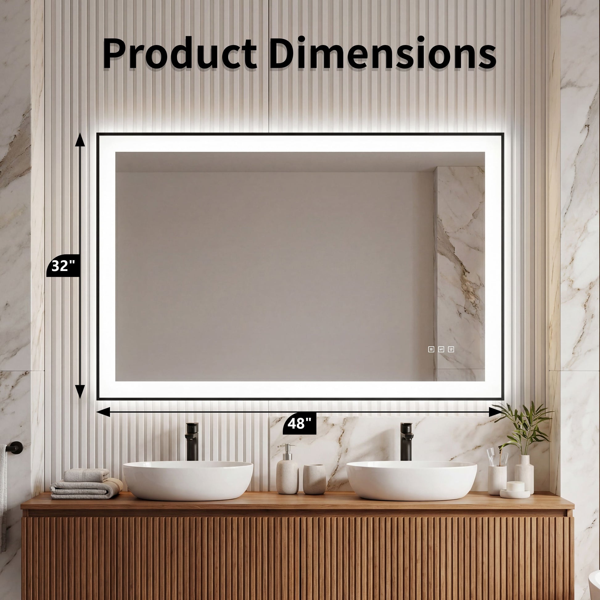 Dual Frame Layers LED Bathroom Mirror with Dual Light Strips