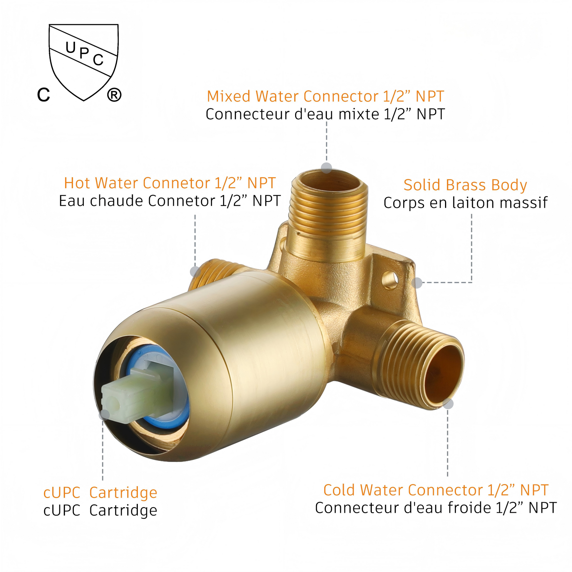 Brushed Gold Wall Mount Waterfall Bathroom Faucet