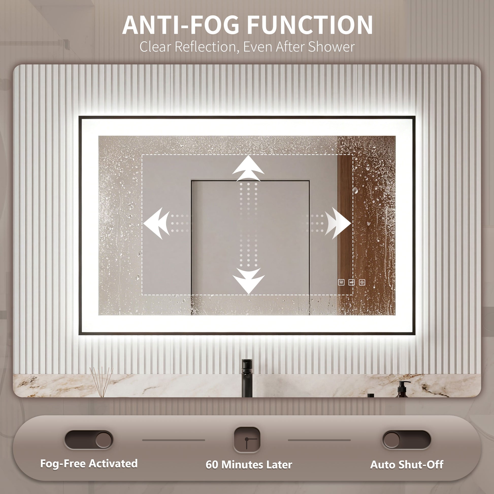 Dual Frame Layers LED Bathroom Mirror with Dual Light Strips