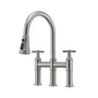 2 Handle 3-Hole Widespread Kitchen Faucet with 3-Mode Aerator and 360° Swivel Spout