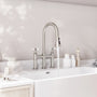 2 Handle 3-Hole Widespread Kitchen Faucet with 3-Mode Aerator and 360° Swivel Spout