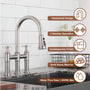2 Handle 3-Hole Widespread Kitchen Faucet with 3-Mode Aerator and 360° Swivel Spout 4