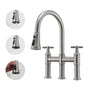 2 Handle 3-Hole Widespread Kitchen Faucet with 3-Mode Aerator and 360° Swivel Spout6