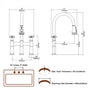 2 Handle 3-Hole Widespread Kitchen Faucet with 3-Mode Aerator and 360° Swivel Spout