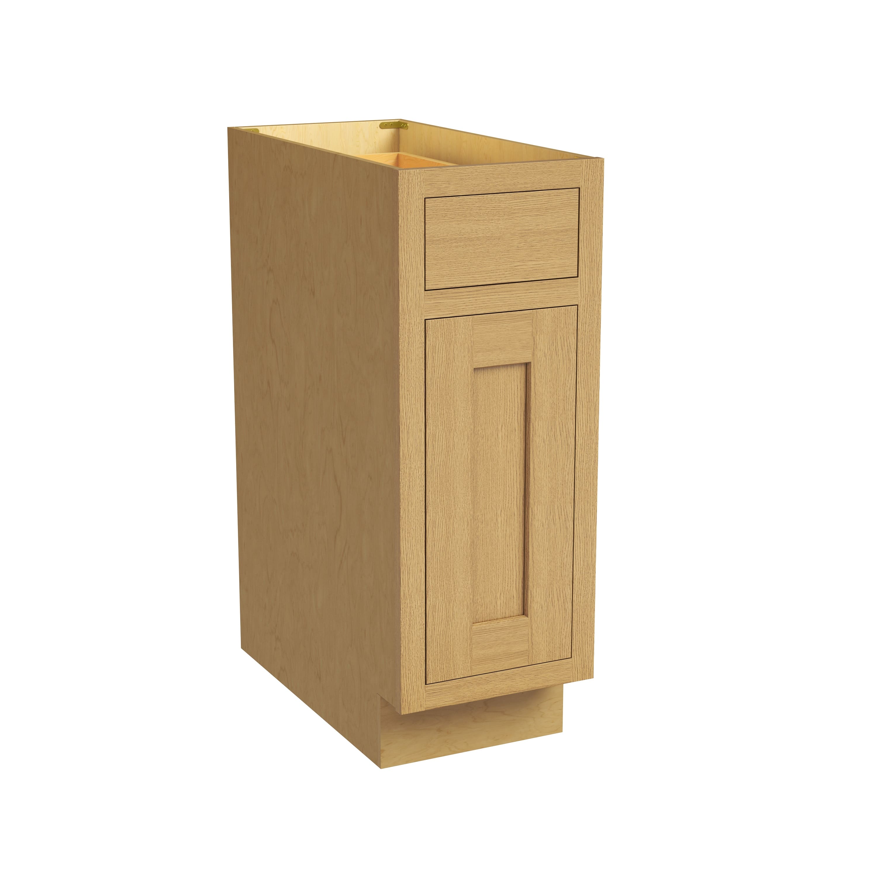 Inset Hazelnut Oak RTA 12-21"W x 34.5"H x 25"D 4-Size Single Drawer Base Cabinet with 1 Door
