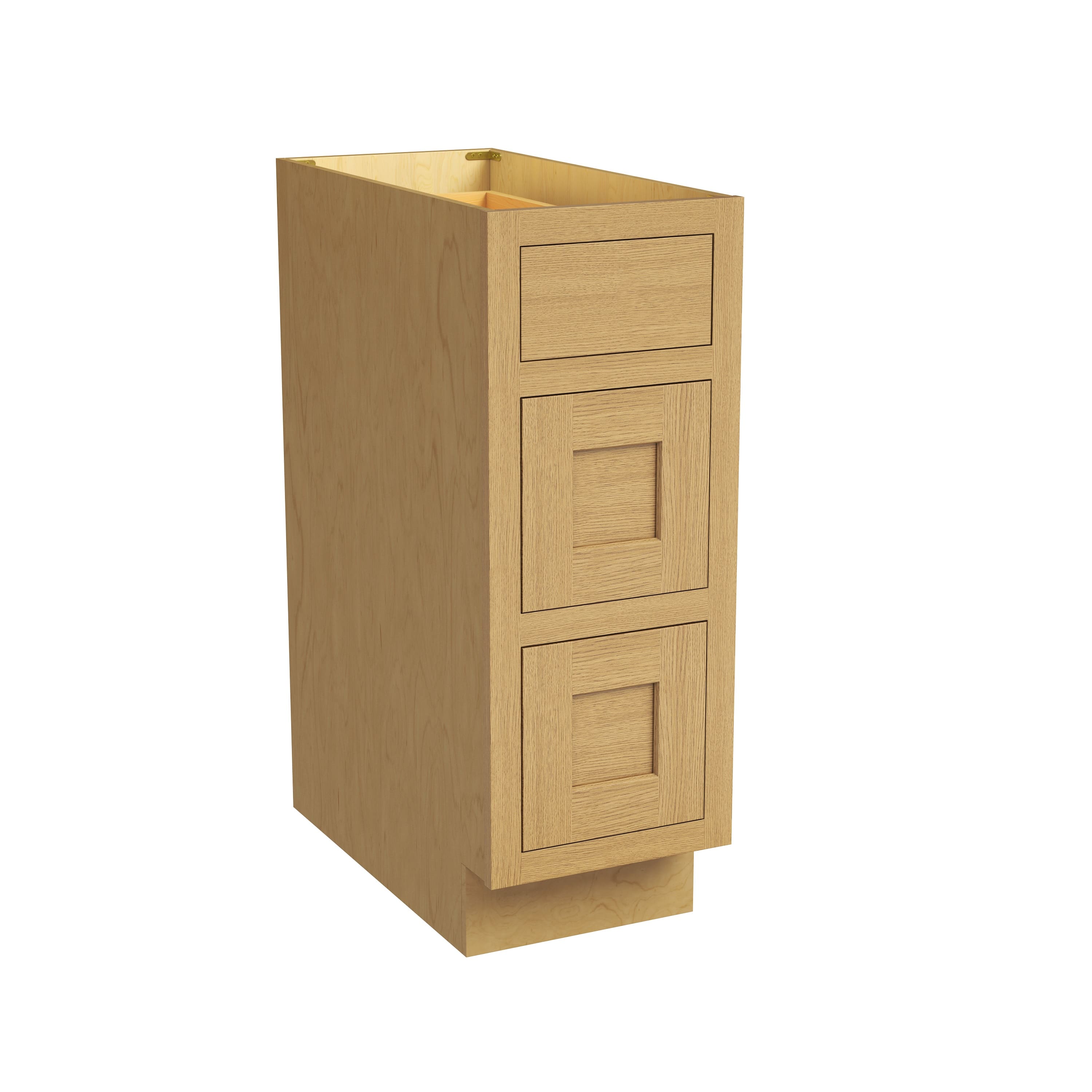 Inset Hazelnut Oak RTA 12-36"W x 34.5"H x 25"D 9-Size Base Cabinet with 3 Drawers
