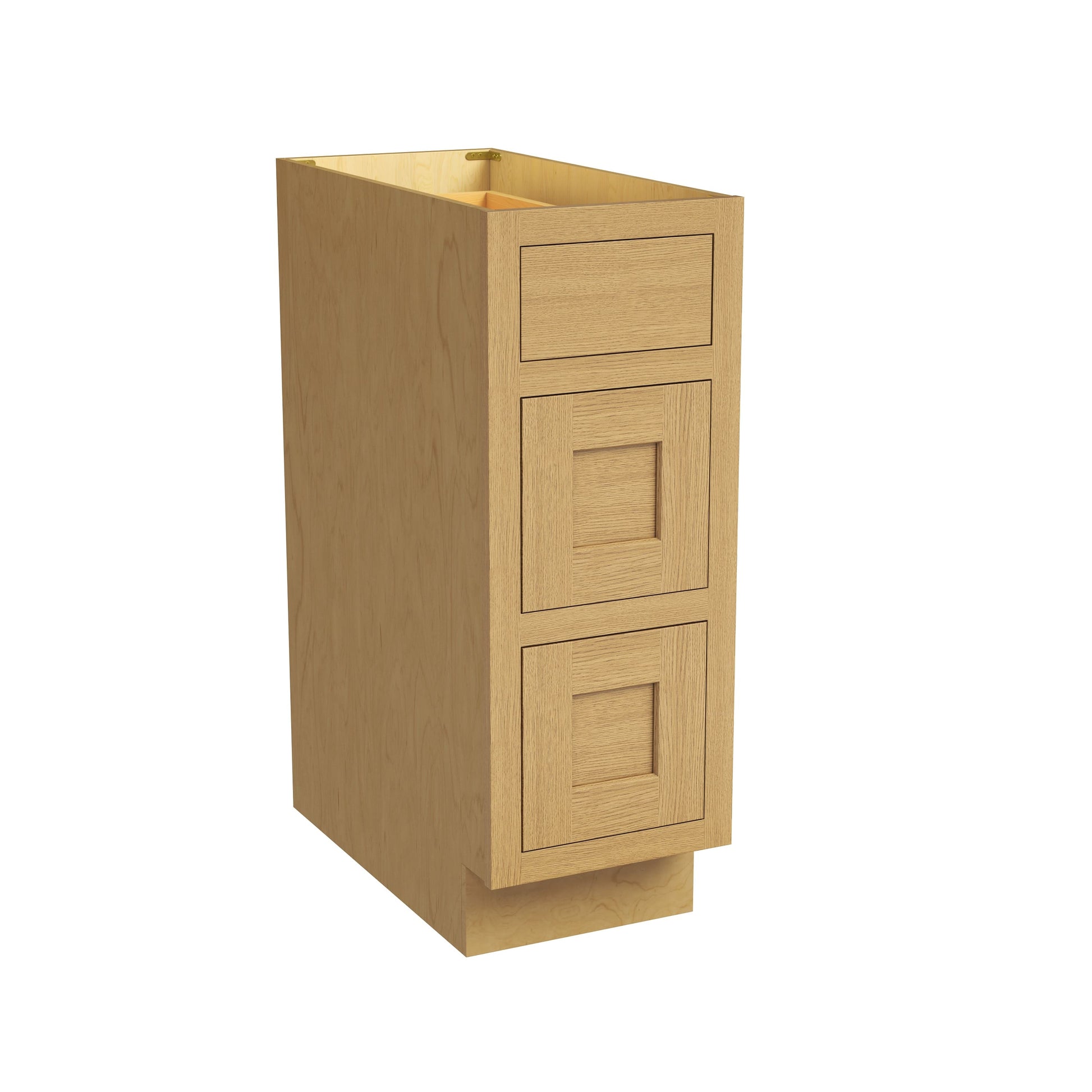 Inset Hazelnut Oak RTA 12-36"W x 34.5"H x 25"D 9-Size Base Cabinet with 3 Drawers