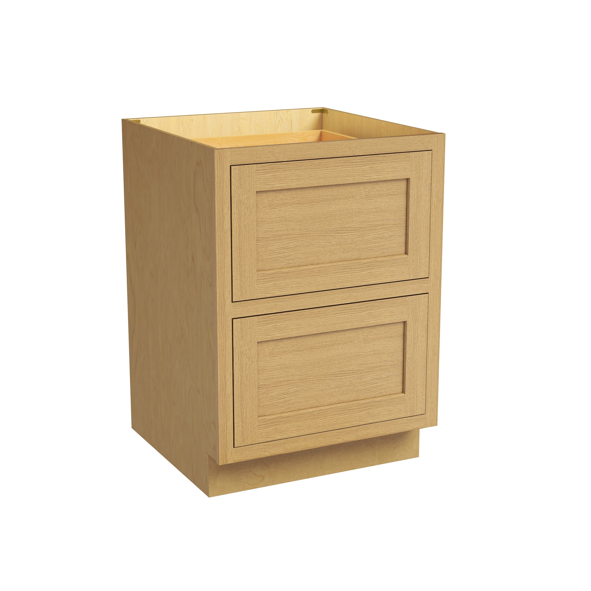 Inset Hazelnut Oak RTA 24-30"W x 34.5"H x 25"D 2-Size Base Cabinet with 2 Drawers
