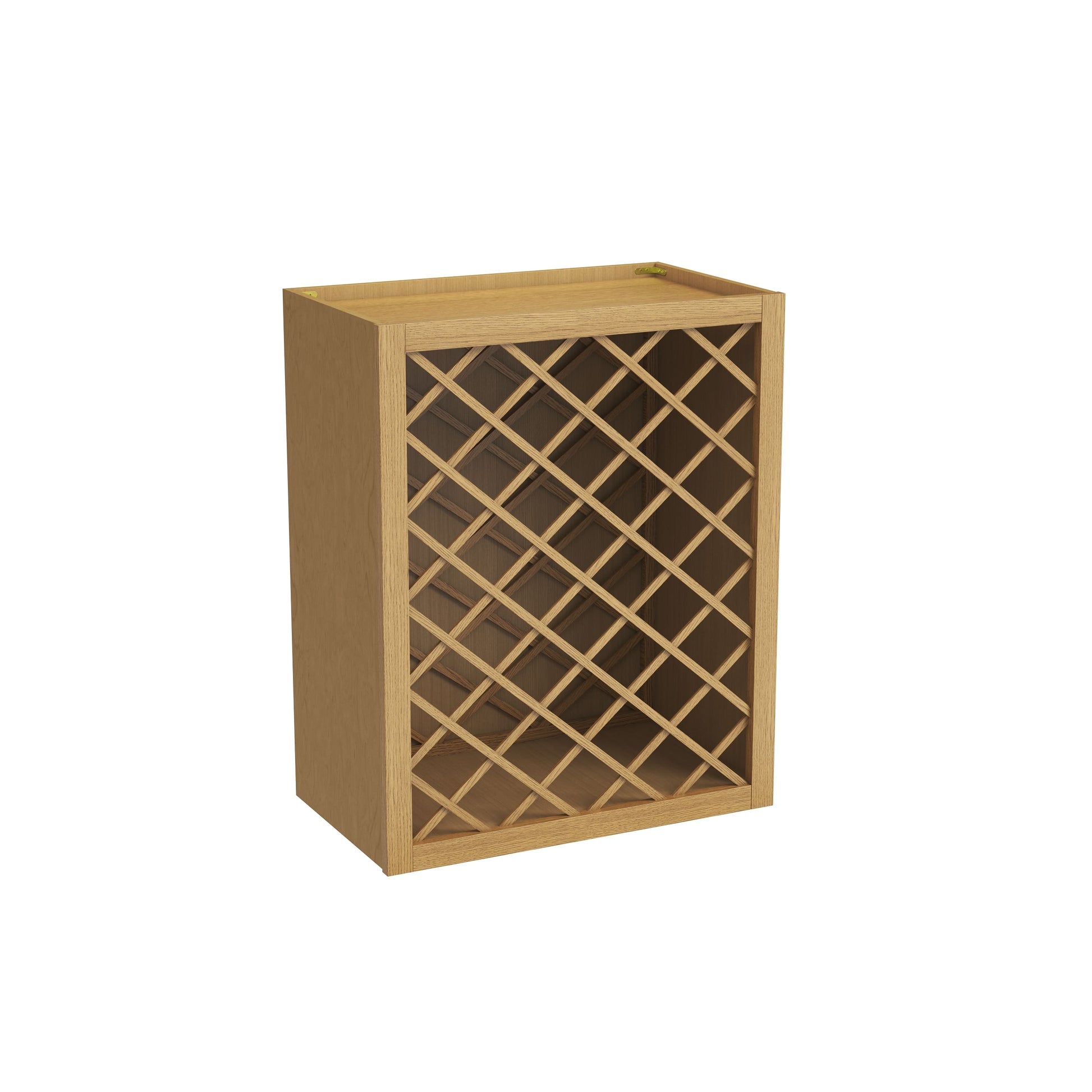 Inset Hazelnut Oak RTA 24-36"W x 15-30"H x 13.5"D 5-Size Diamond Lattice Wine Grid Wall Rack Cabinet