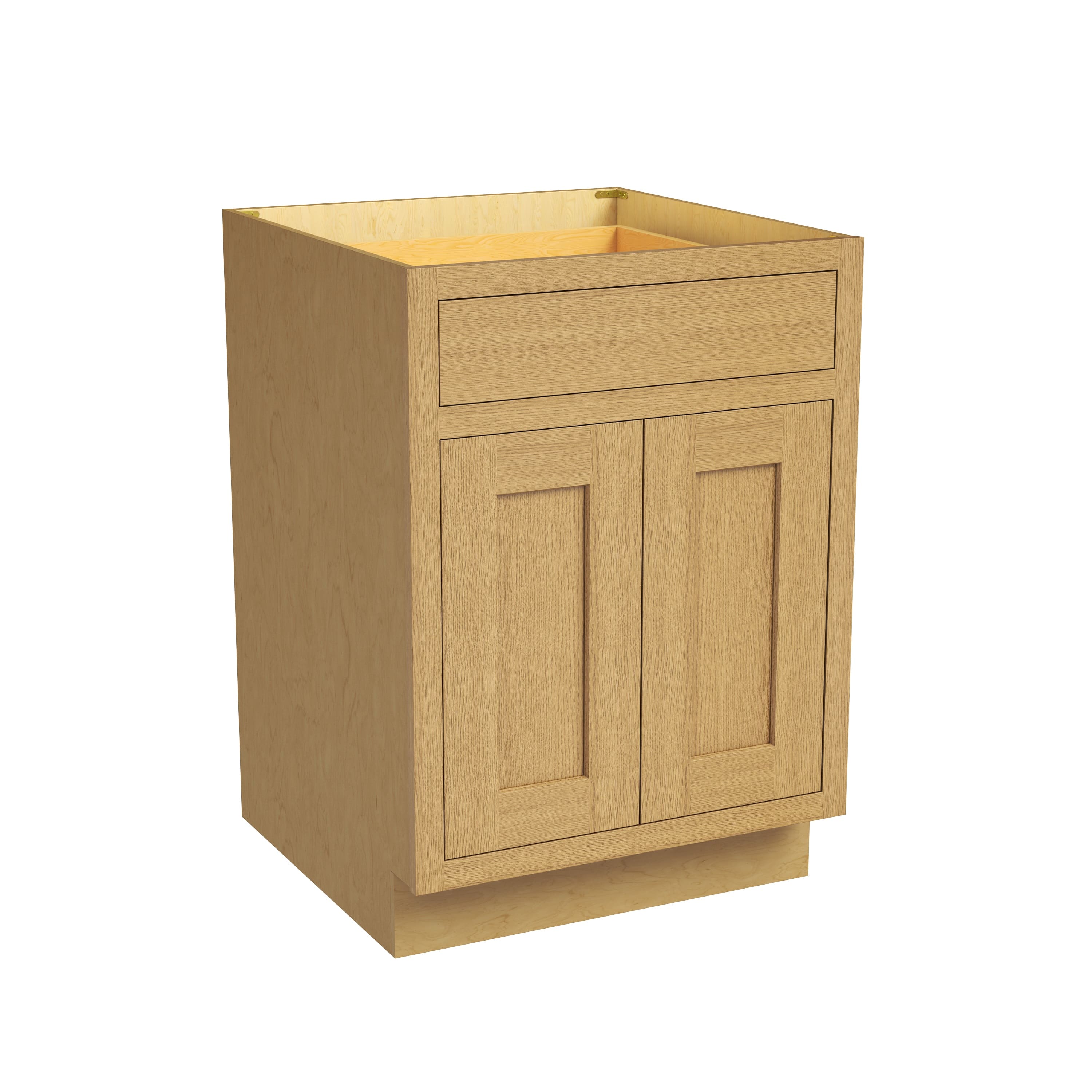 Inset Hazelnut Oak RTA 24-36"W x 34.5"H x 25"D 5-Size Single Drawer Base Cabinet with 2 Doors