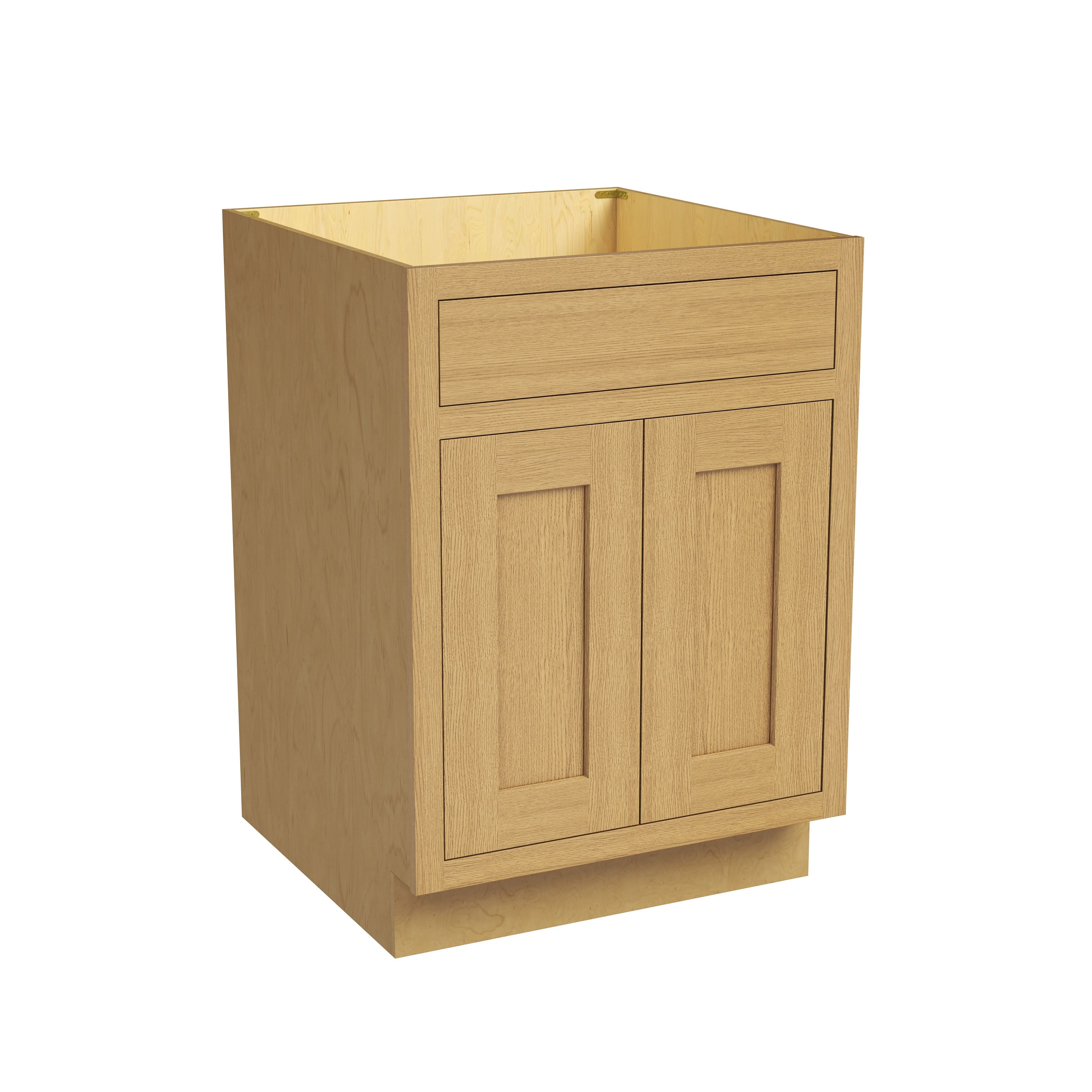Inset Hazelnut Oak RTA 24-36"W x 34.5"H x 25"D 5-Size Sink Base Cabinet with 2 Doors and 1 False Drawer