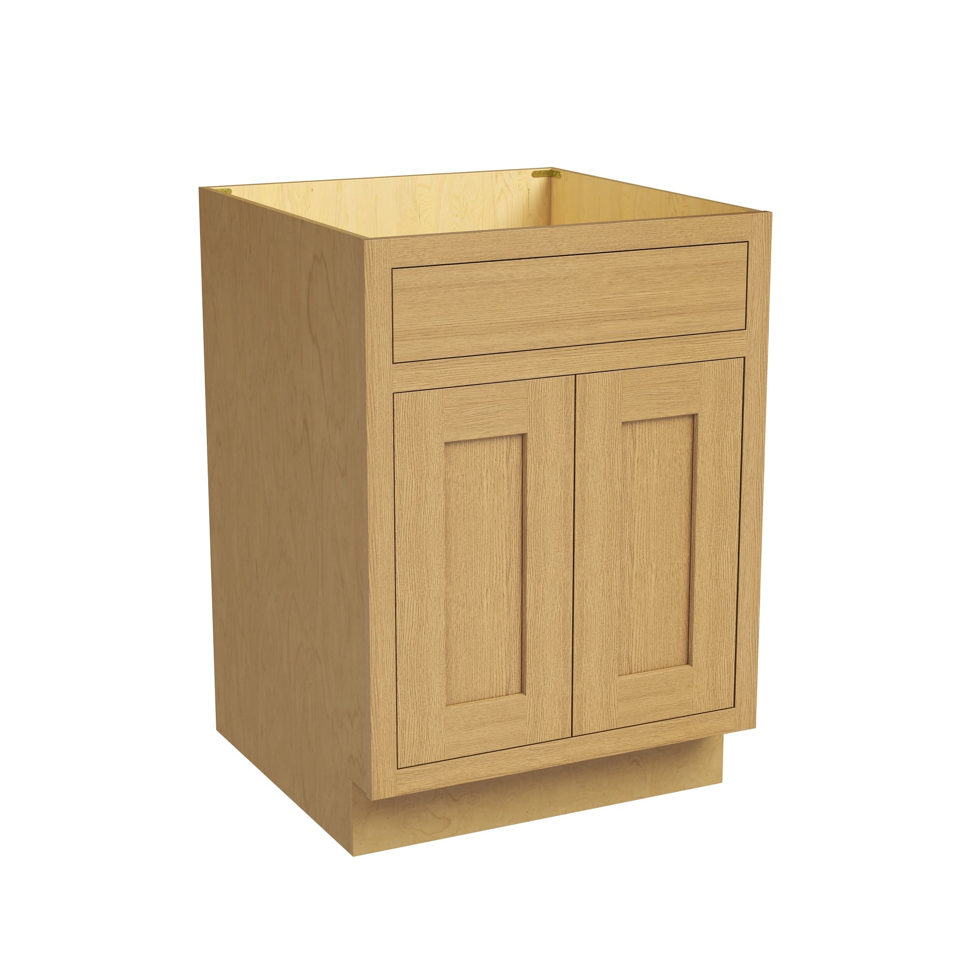Inset Hazelnut Oak RTA 24-36"W x 34.5"H x 25"D 5-Size Sink Base Cabinet with 2 Doors and 1 False Drawer