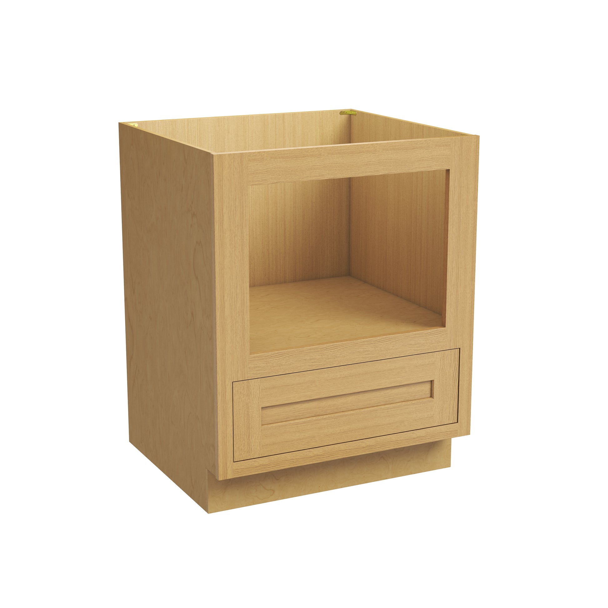 Inset Hazelnut Oak RTA 27-30"W x 34.5"H x 25"D 2-Size Drawer Base Cabinet with Microwave Opening