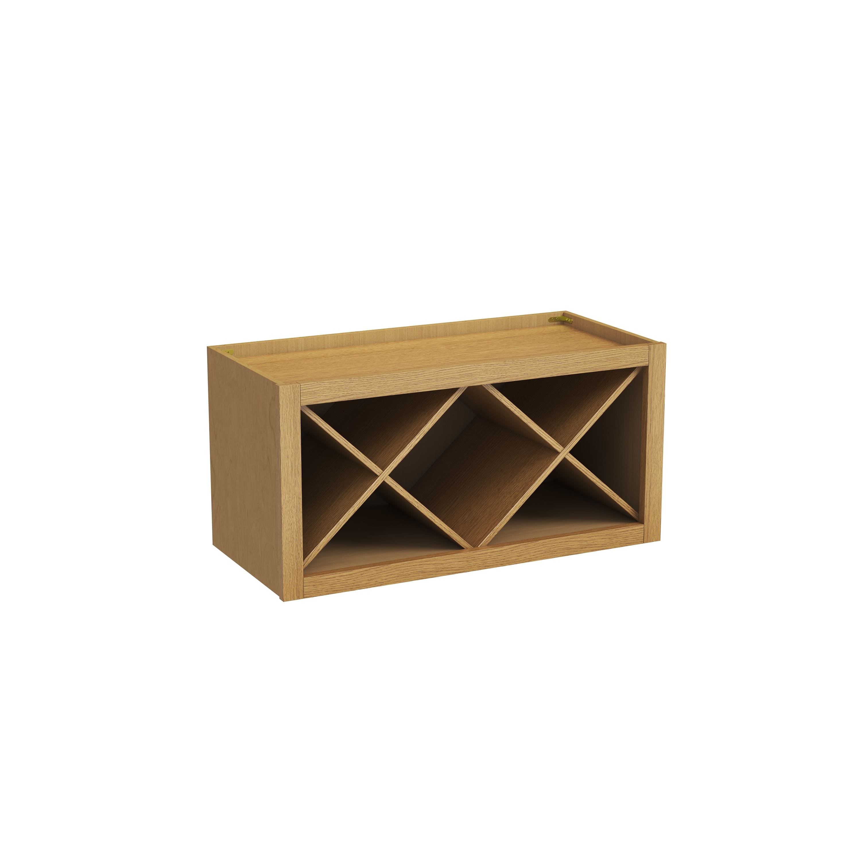 Inset Hazelnut Oak RTA 30-36"W x 15-18"H x 13.5"D 4-Size X-Shaped Wine Grid Wall Rack Cabinet