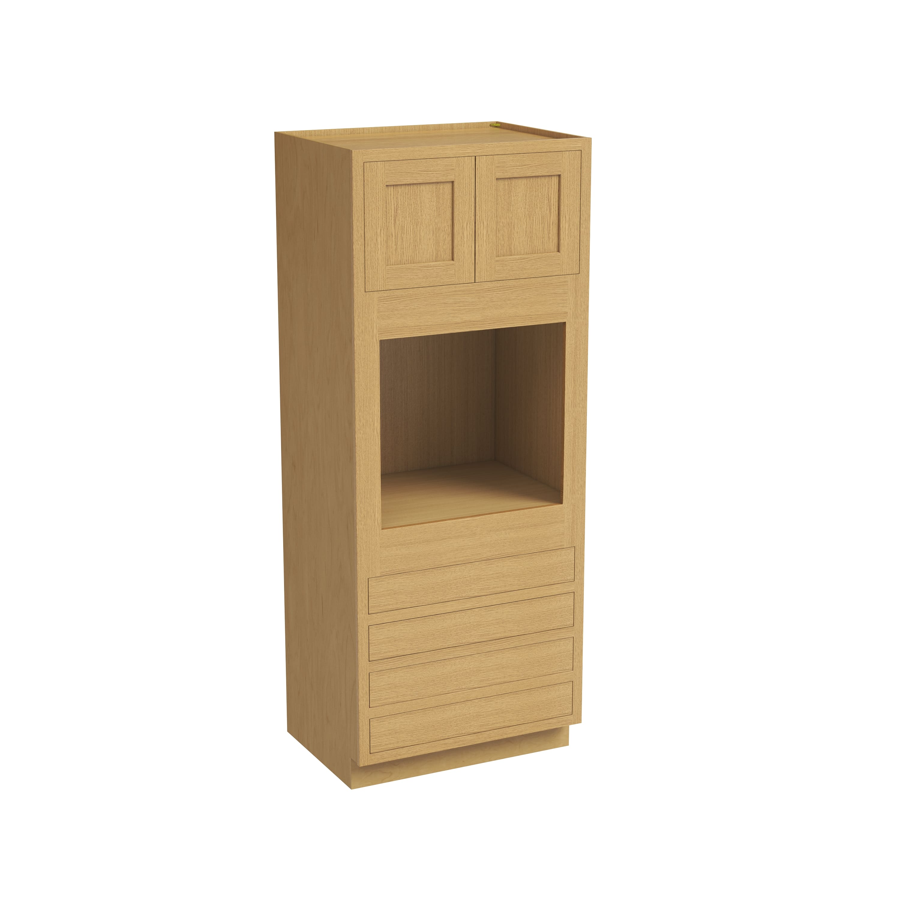 Inset Hazelnut Oak RTA 33"W x 84-96"H x 25"D 3-Size Pantry Cabinet with Oven Opening, 4 Drawers and 2 Doors