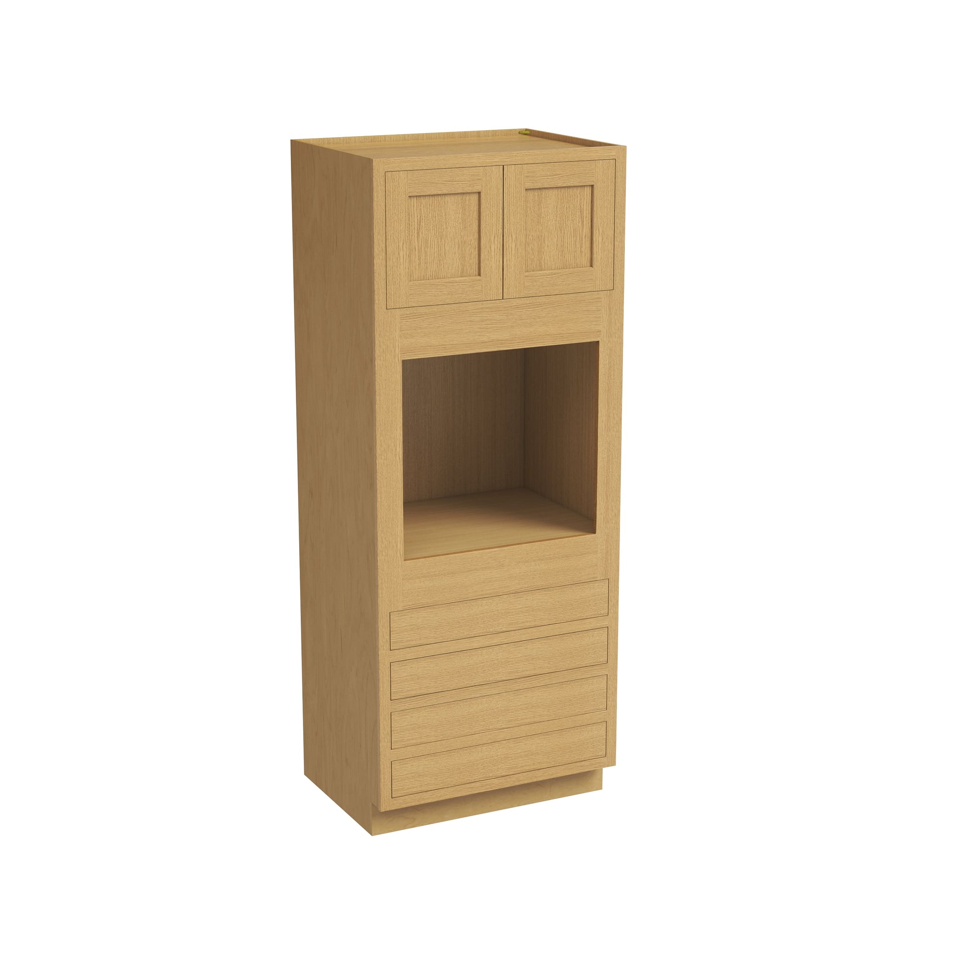 Inset Hazelnut Oak RTA 33"W x 84-96"H x 25"D 3-Size Pantry Cabinet with Oven Opening, 4 Drawers and 2 Doors