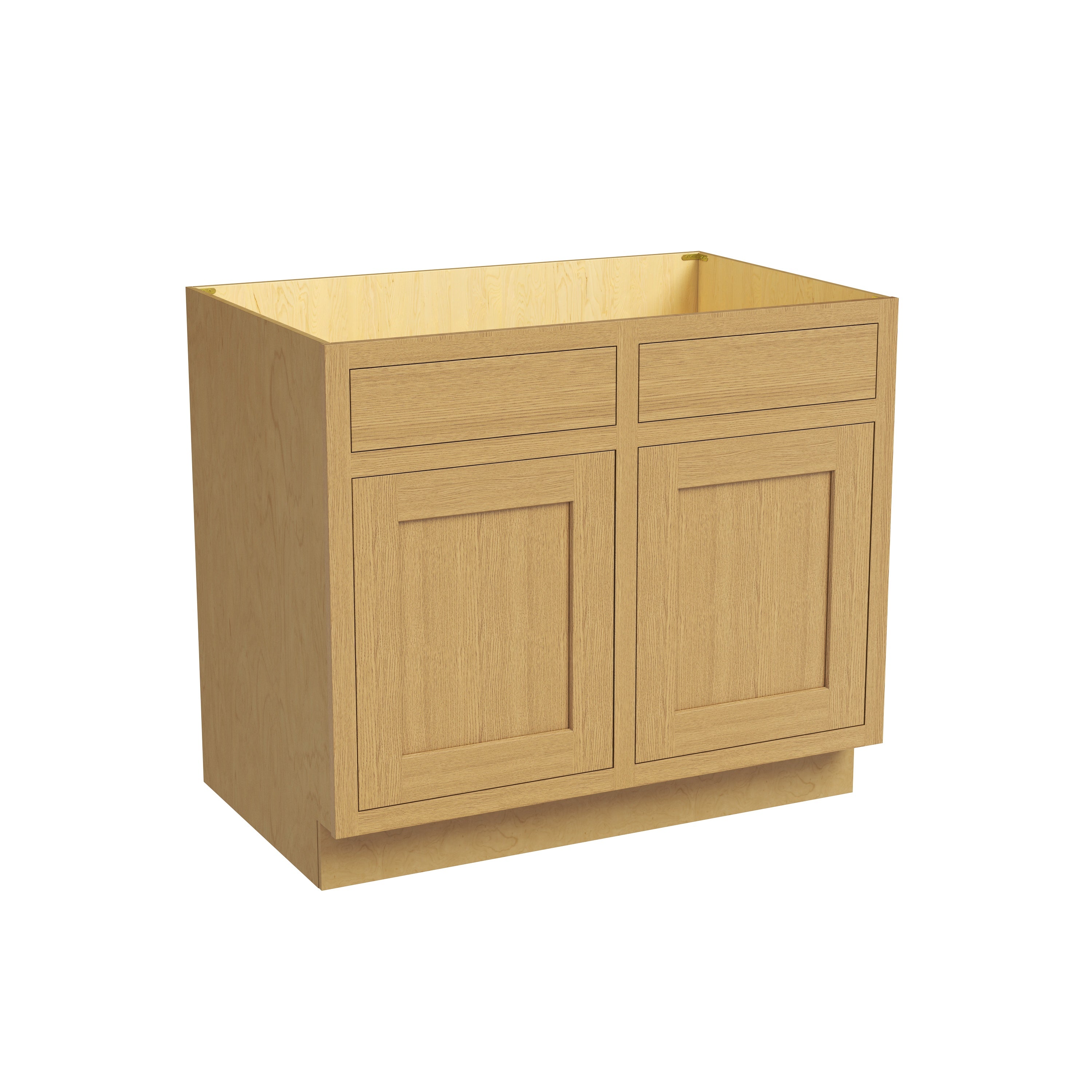 Inset Hazelnut Oak RTA 39-42"W x 34.5"H x 25"D 2-Size Sink Base Cabinet with 2 Doors and 2 False Drawers