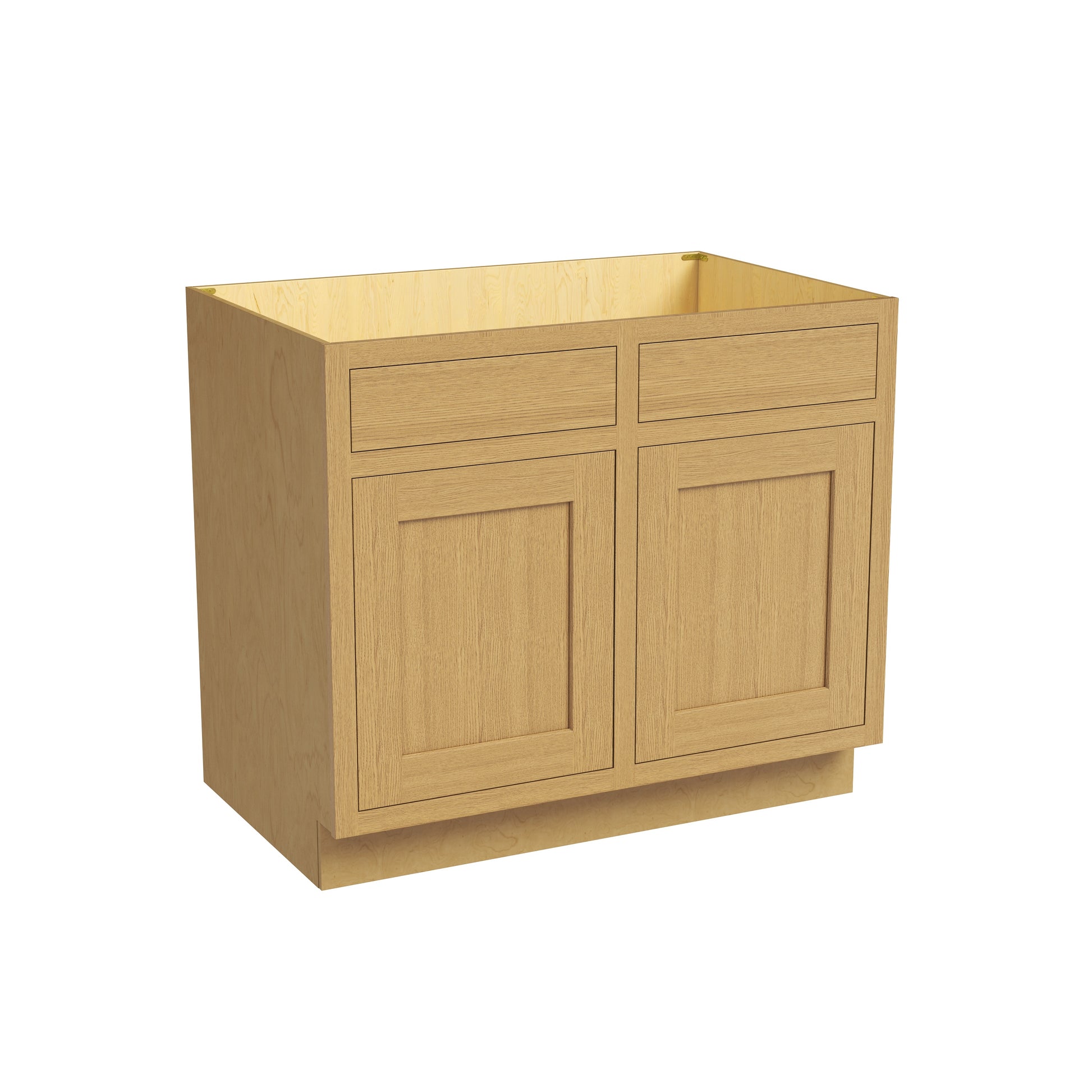 Inset Hazelnut Oak RTA 39-42"W x 34.5"H x 25"D 2-Size Sink Base Cabinet with 2 Doors and 2 False Drawers