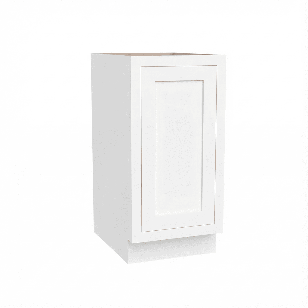 Inset Origami White RTA 12-21"W x 34.5"H x 25"D 4-Size Full Height Single Door Base Cabinet