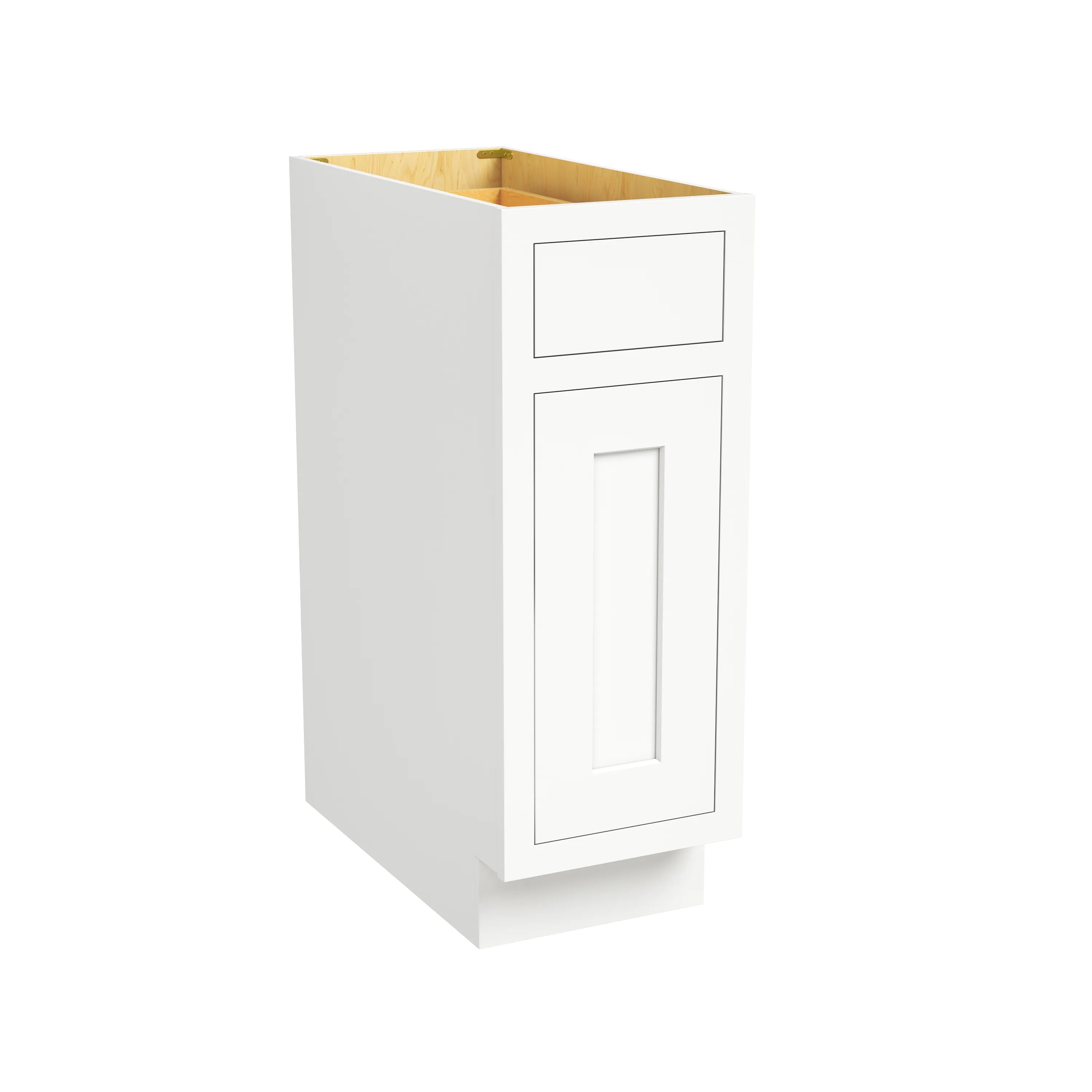 Inset Origami White RTA 12-21"W x 34.5"H x 25"D 4-Size Single Drawer Base Cabinet with 1 Door
