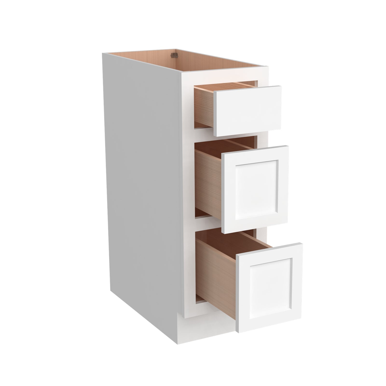 Inset Origami White RTA 12-36"W x 34.5"H x 25"D 9-Size Base Cabinet with 3 Drawers