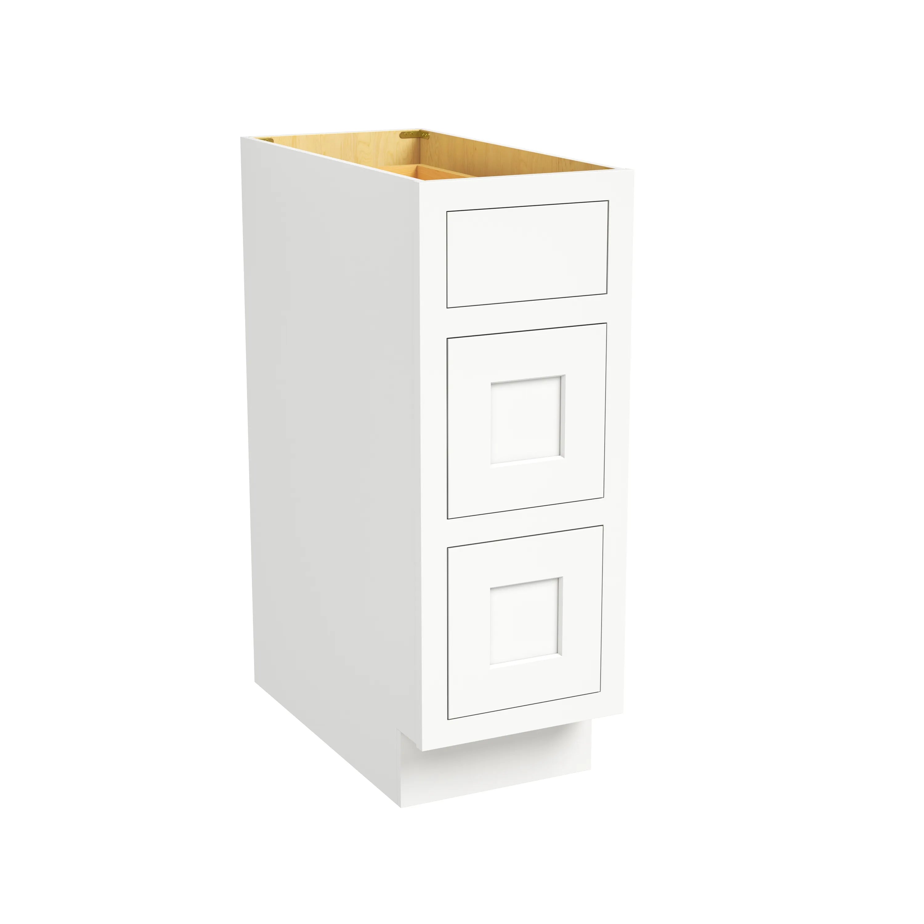 Inset Origami White RTA 12-36"W x 34.5"H x 25"D 9-Size Base Cabinet with 3 Drawers
