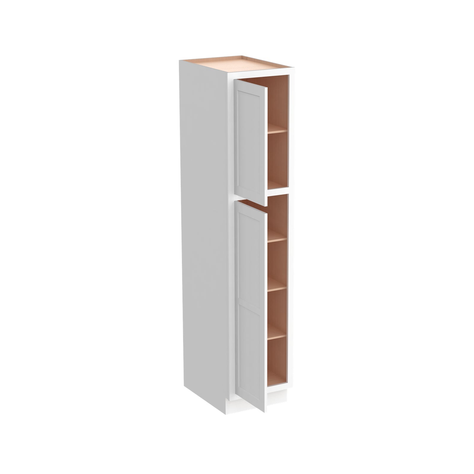 Inset Origami White RTA 18"W x 84-96"H x 25"D 3-Size Pantry Cabinet with 2 Doors and 4 Shelves
