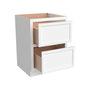 Inset Origami White RTA 24-30"W x 34.5"H x 25"D 2-Size Base Cabinet with 2 Drawers