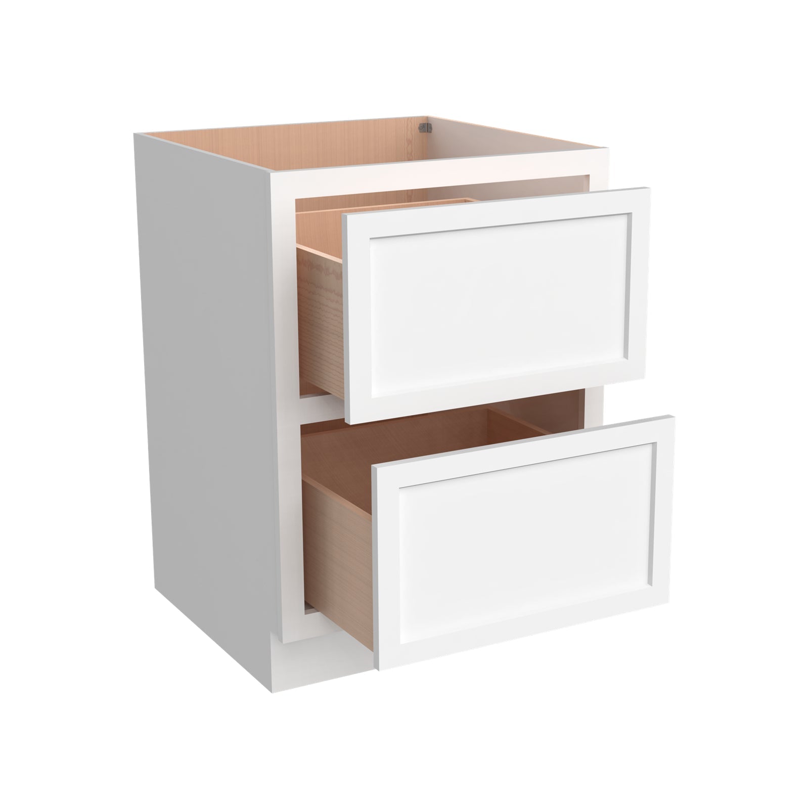Inset Origami White RTA 24-30"W x 34.5"H x 25"D 2-Size Base Cabinet with 2 Drawers