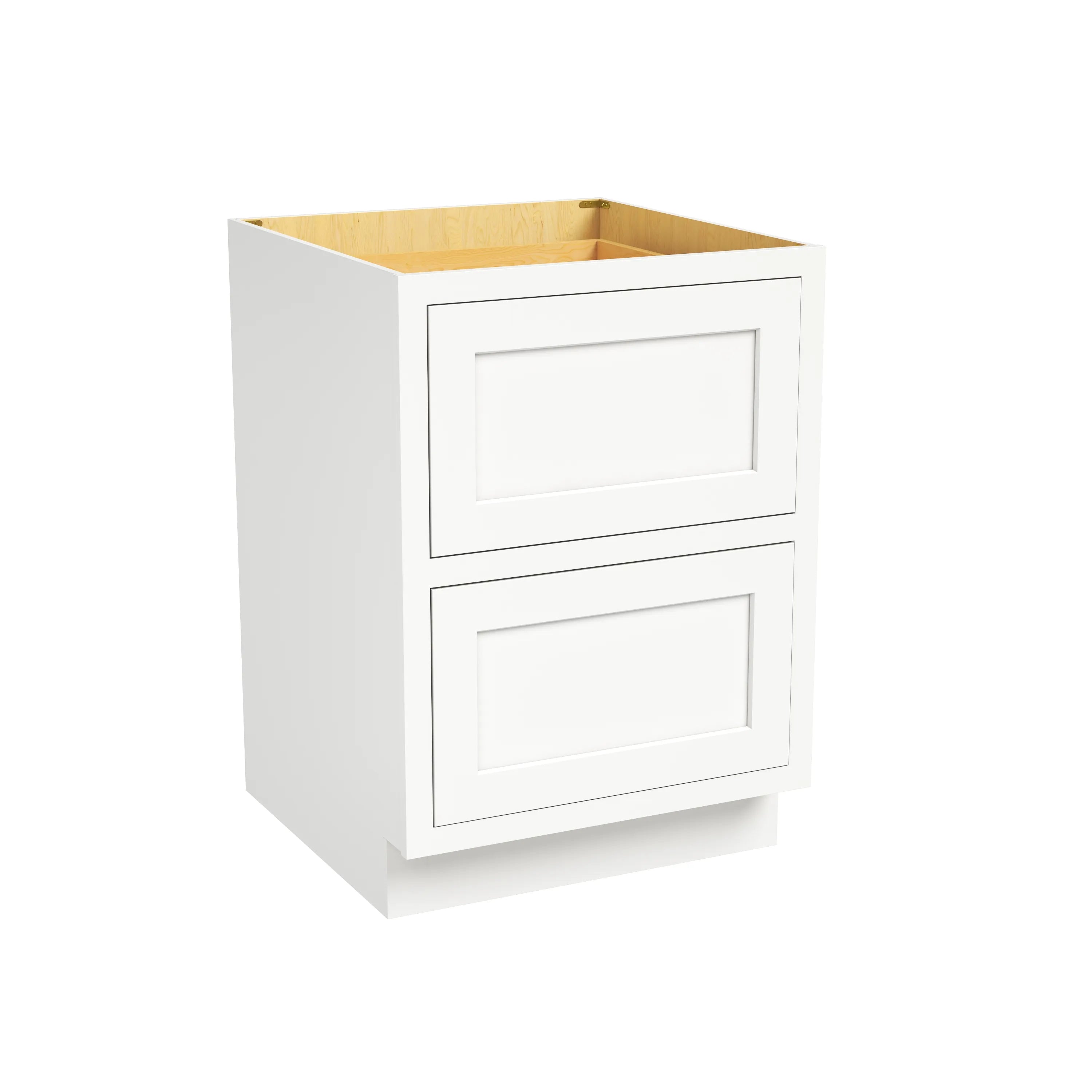 Inset Origami White RTA 24-30"W x 34.5"H x 25"D 2-Size Base Cabinet with 2 Drawers
