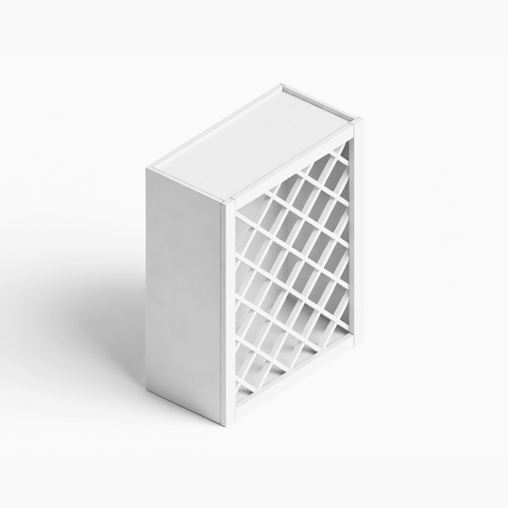 Inset Origami White RTA 24-36"W x 15-30"H x 13.5"D 5-Size Diamond Lattice Wine Grid Wall Rack Cabinet