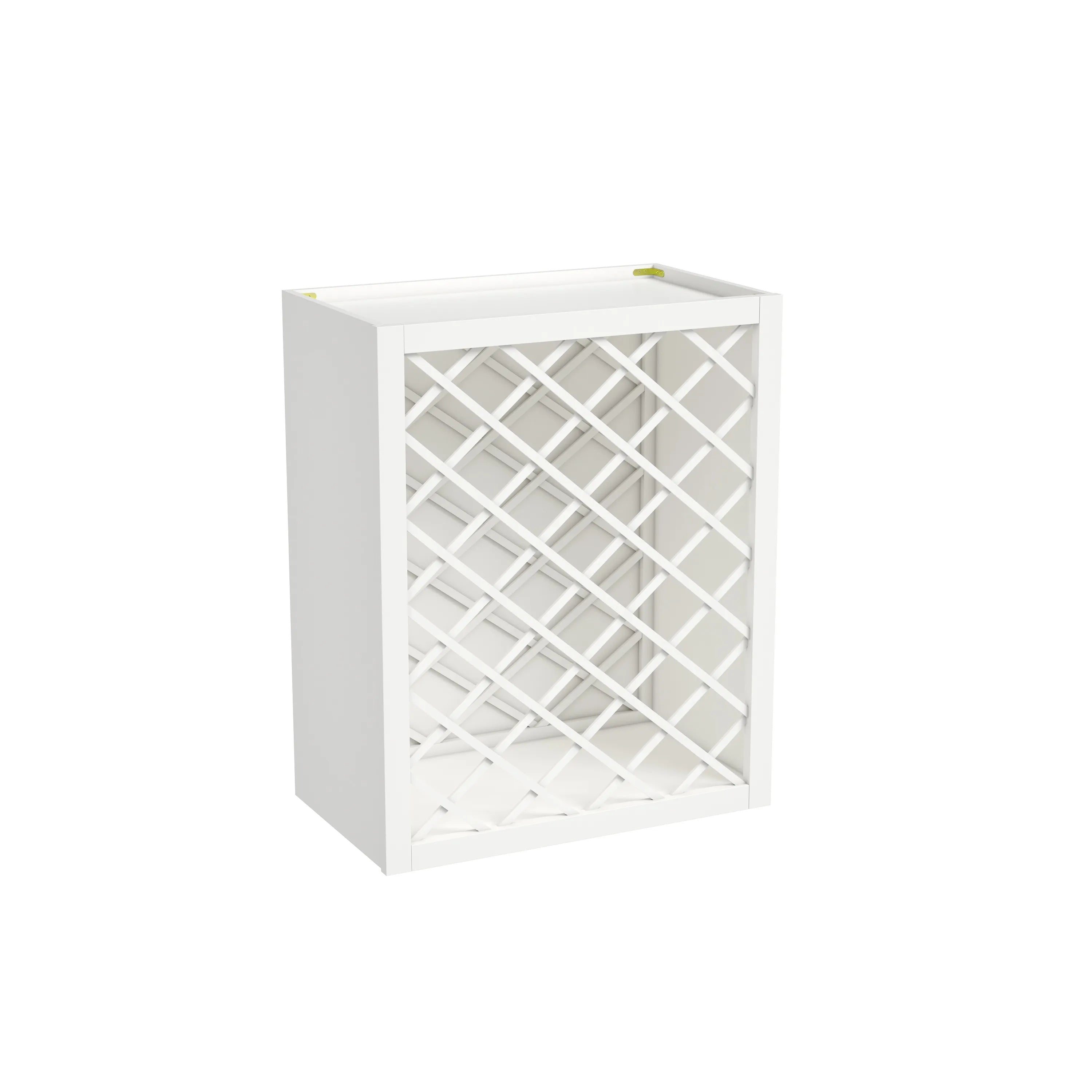 Inset Origami White RTA 24-36"W x 15-30"H x 13.5"D 5-Size Diamond Lattice Wine Grid Wall Rack Cabinet