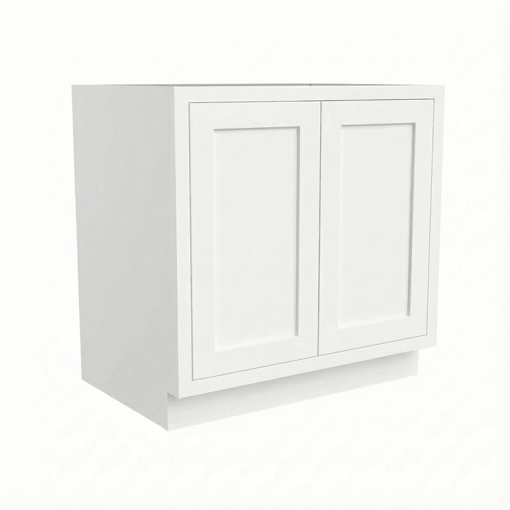 Inset Origami White RTA 24-36"W x 34.5"H x 25"D 5-Size Full Height Double Doors Base Cabinet