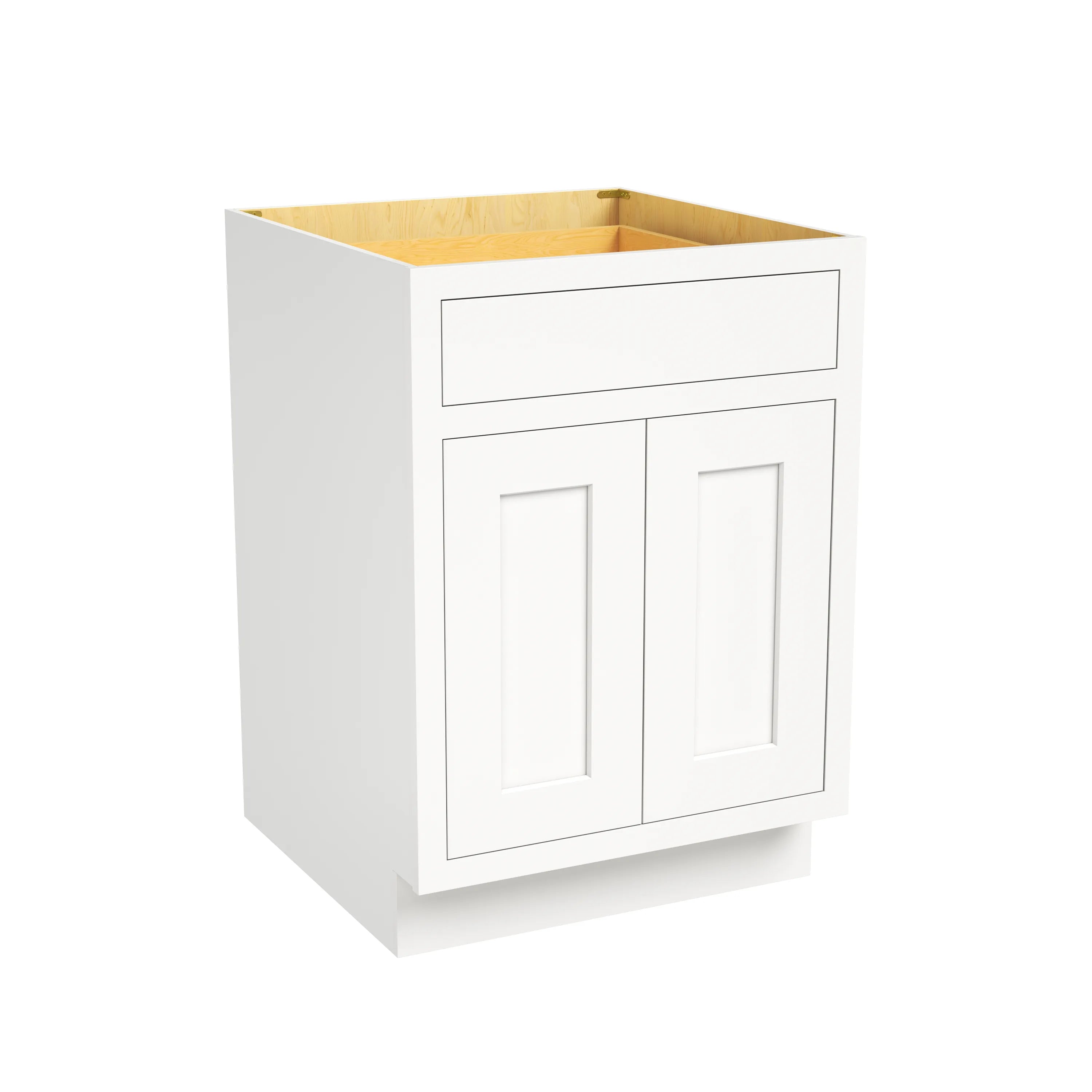 Inset Origami White RTA 24-36"W x 34.5"H x 25"D 5-Size Single Drawer Base Cabinet with 2 Doors