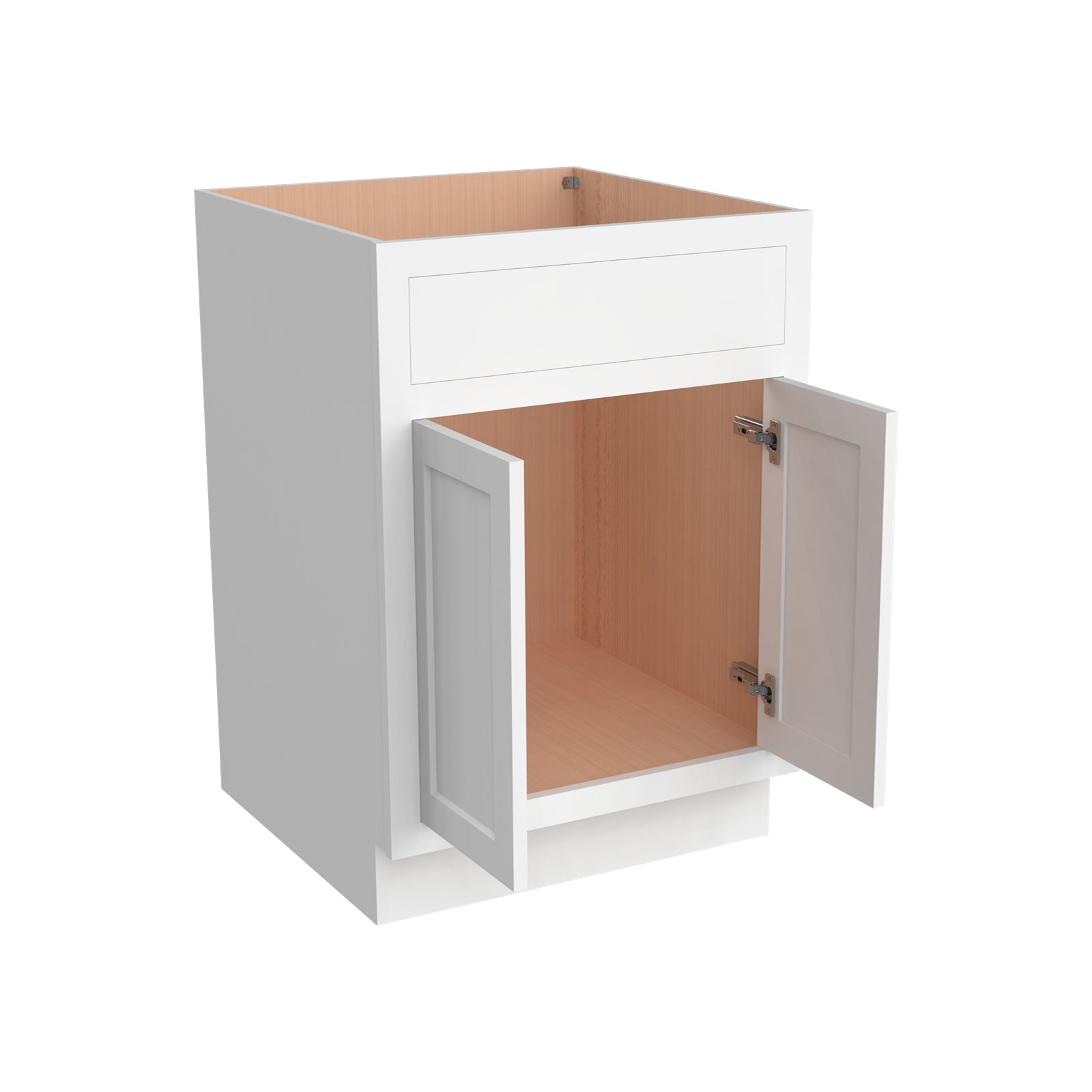 Inset Origami White RTA 24-36"W x 34.5"H x 25"D 5-Size Sink Base Cabinet with 2 Doors and 1 False Drawer