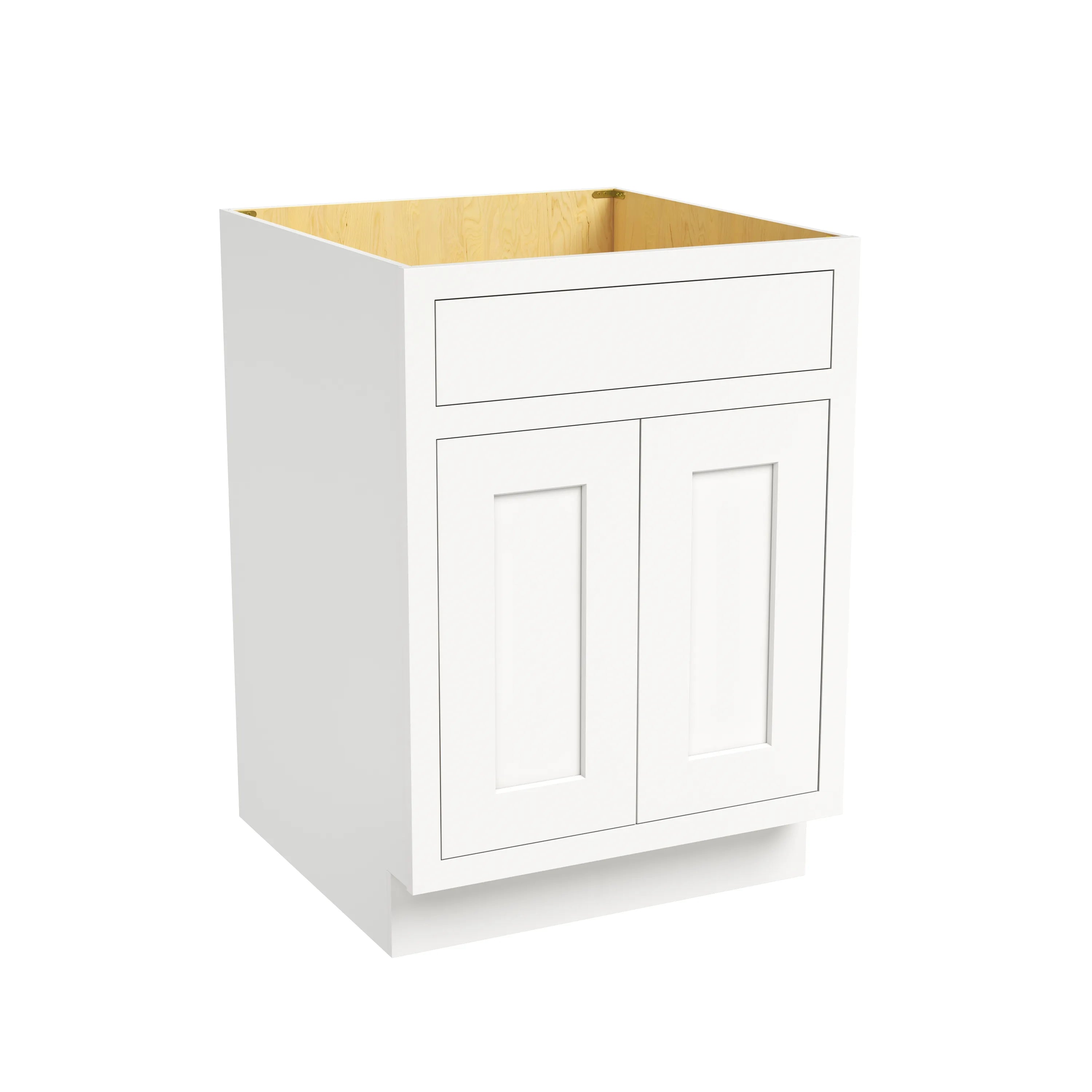 Inset Origami White RTA 24-36"W x 34.5"H x 25"D 5-Size Sink Base Cabinet with 2 Doors and 1 False Drawer