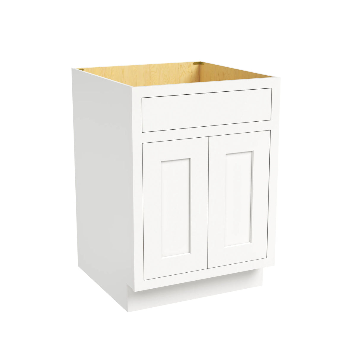 Inset Origami White RTA 24-36"W x 34.5"H x 25"D 5-Size Sink Base Cabinet with 2 Doors and 1 False Drawer