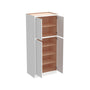 Inset Origami White RTA 24-36"W x 84-96"H x 25"D 9-Size Pantry Cabinet with 4 Doors and 4 Shelves