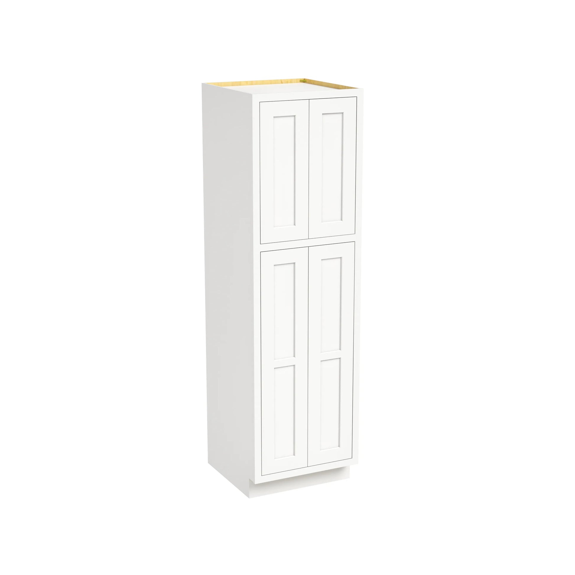 Inset Origami White RTA 24-36"W x 84-96"H x 25"D 9-Size Pantry Cabinet with 4 Doors and 4 Shelves