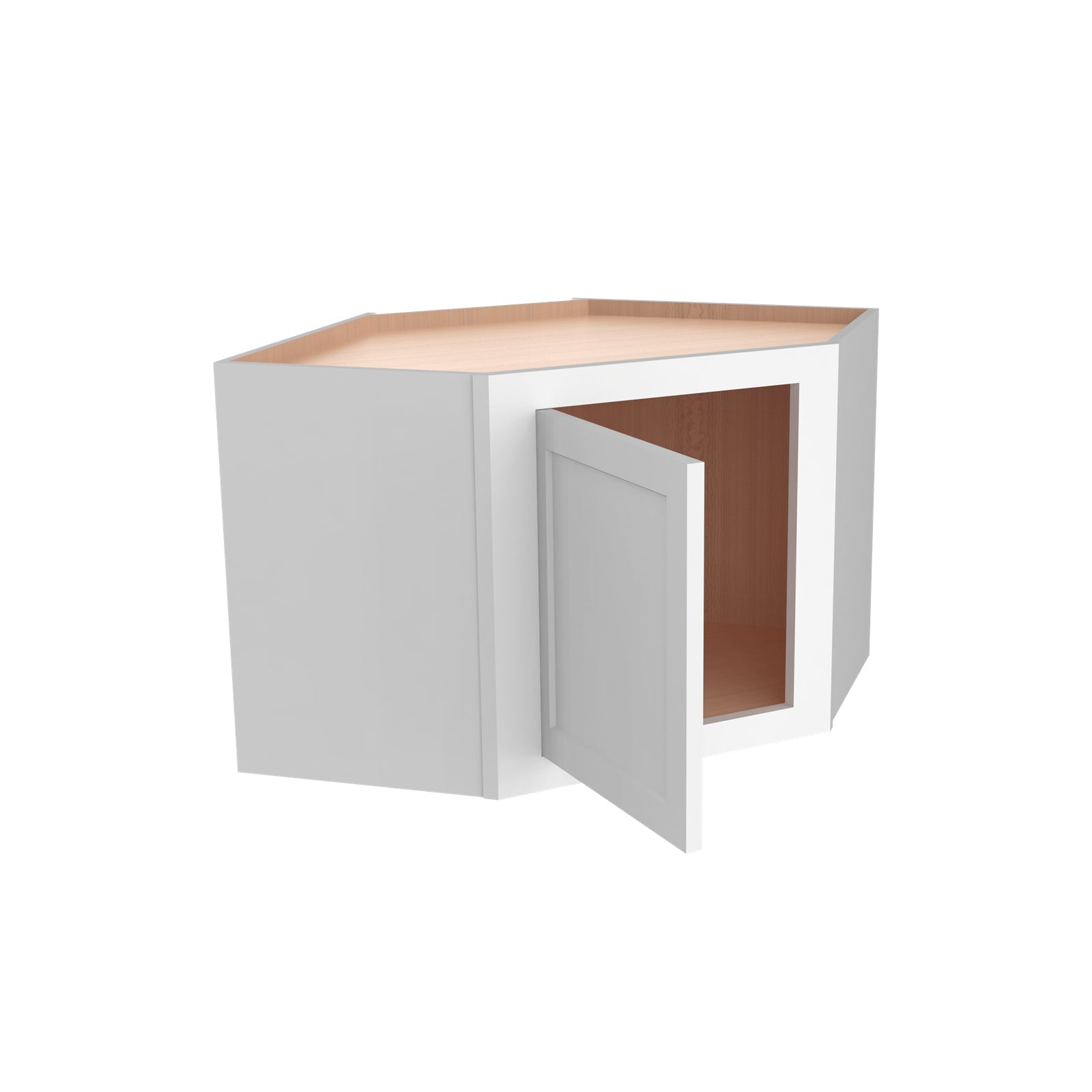 Inset Origami White RTA 25.5"W x 18-42"H x 13.5"D 4-Size Diagonal Corner Wall Cabinet with 2-3 Shelves