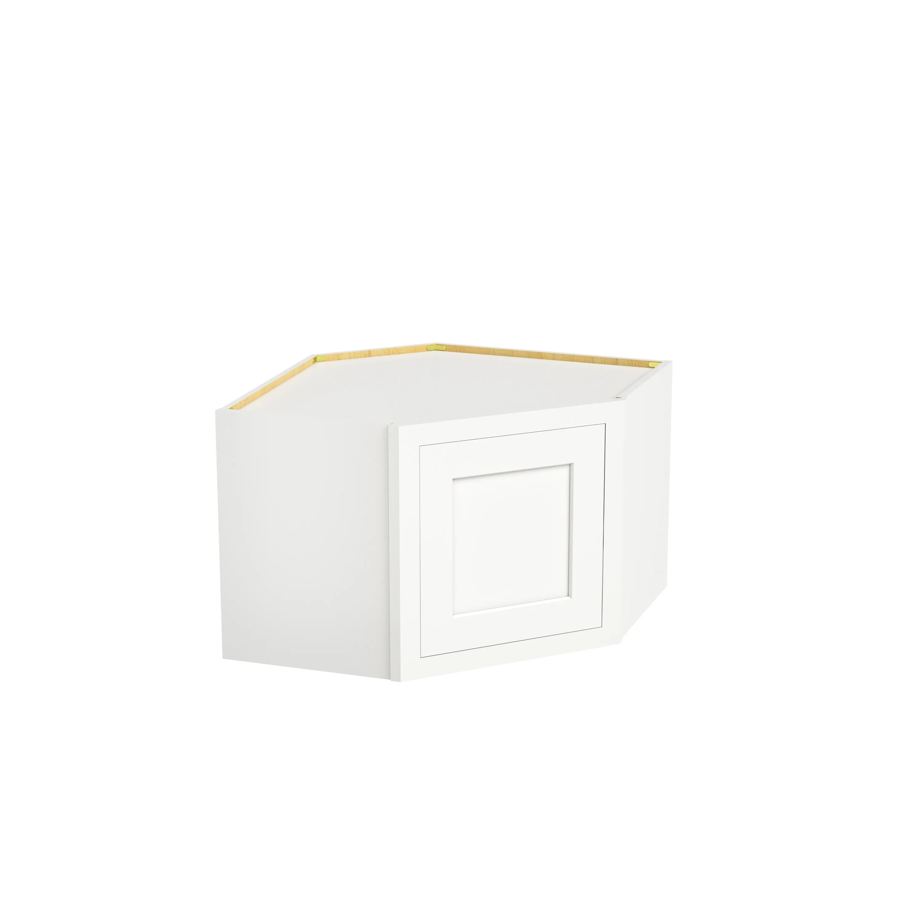 Inset Origami White RTA 25.5"W x 18-42"H x 13.5"D 4-Size Diagonal Corner Wall Cabinet with 2-3 Shelves