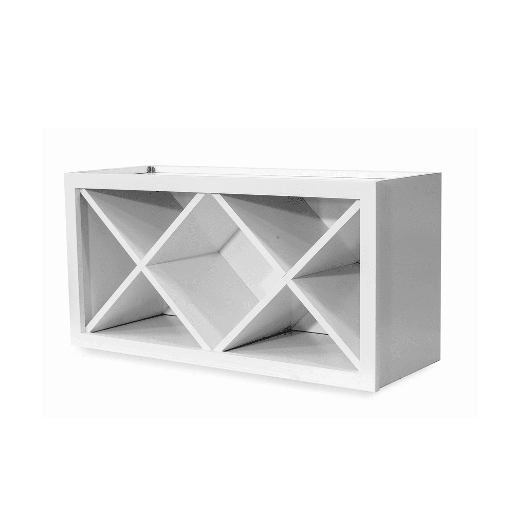 Inset Origami White RTA 30-36"W x 15-18"H x 13.5"D 4-Size X-Shaped Wine Grid Wall Rack Cabinet