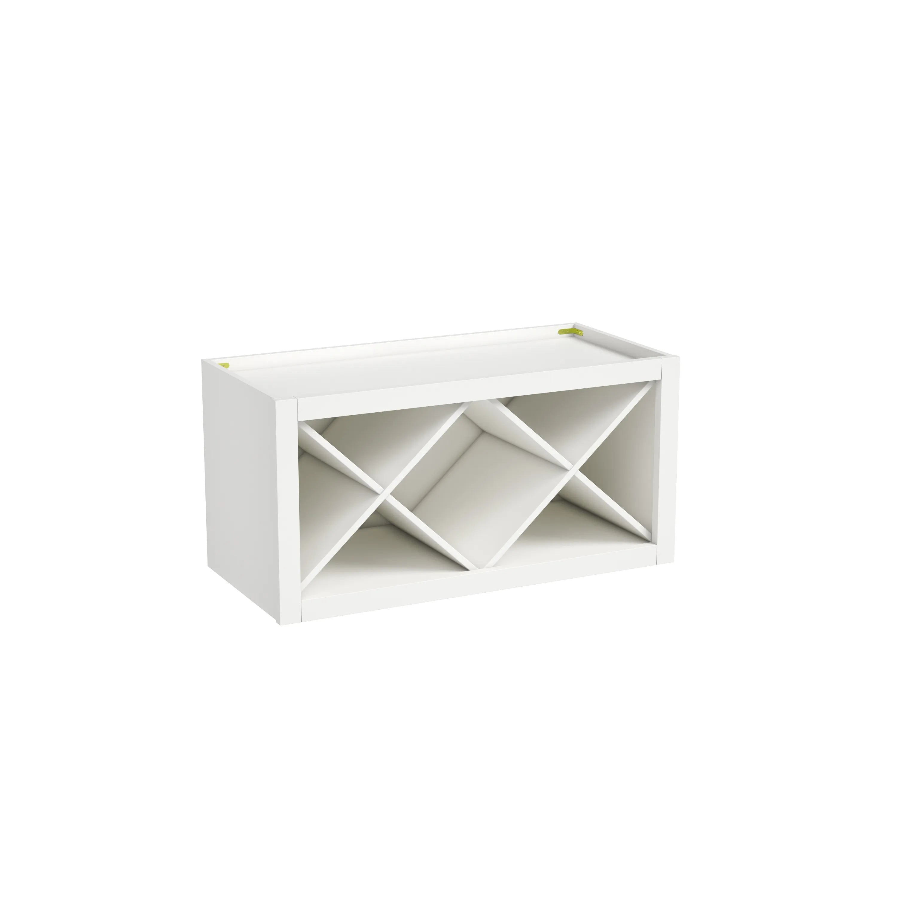 Inset Origami White RTA 30-36"W x 15-18"H x 13.5"D 4-Size X-Shaped Wine Grid Wall Rack Cabinet